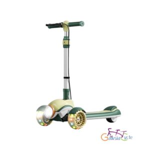 Foldable Children's Kick Scooter with Lights Green